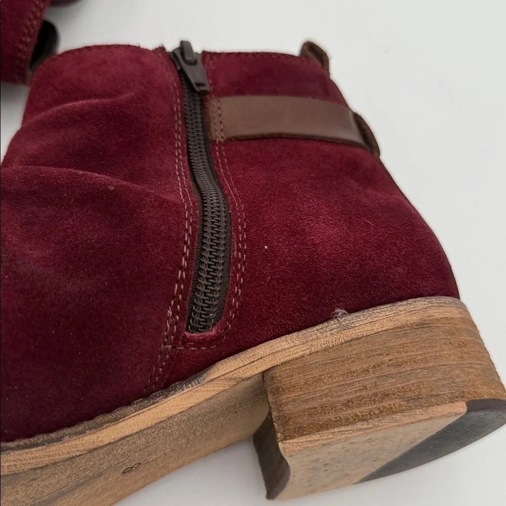 Diba true Women's Burgundy Ankle combat Boots women 8 leather suede casual Y2K
